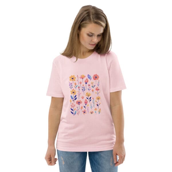 Organic Flower T-shirt, Unisex organic cotton t-shirt - Image 6