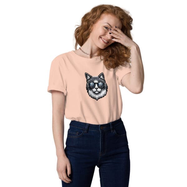 Organic Cool Cat T-shirt, Unisex cotton t-shirt - Image 4