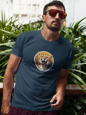 Yawning Cheetah Unisex organic cotton t-shirt