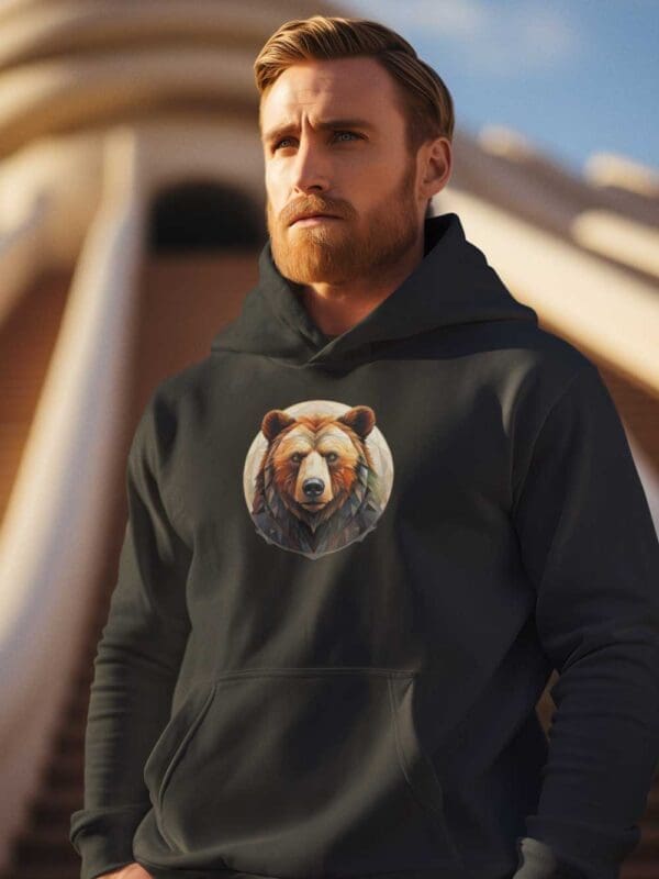 Red Bear Unisex eco raglan hoodie