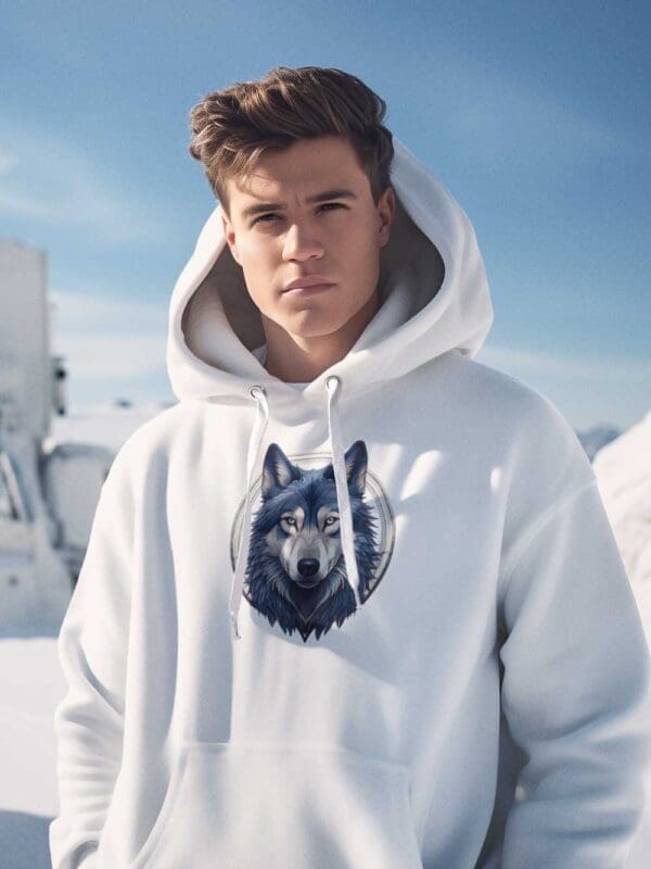 Siberian Wolf Unisex eco raglan hoodie
