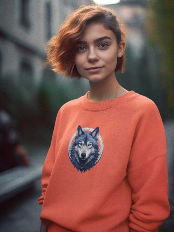 Siberian Wolf Unisex organic raglan sweatshirt