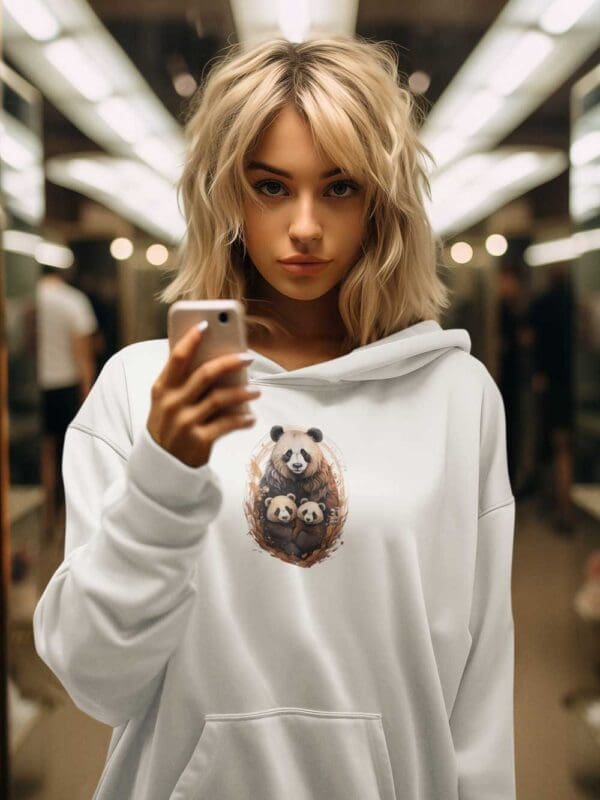 Panda Family Unisex eco raglan hoodie