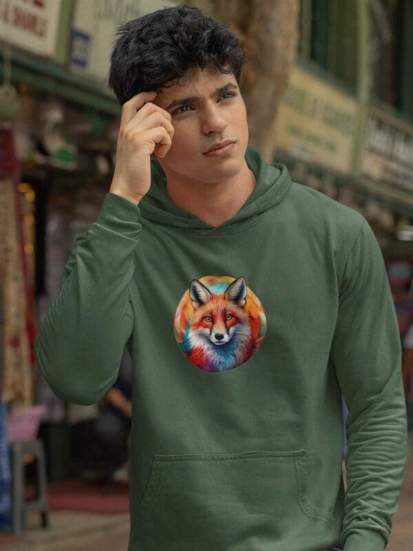 Curious Fox Unisex eco raglan hoodie