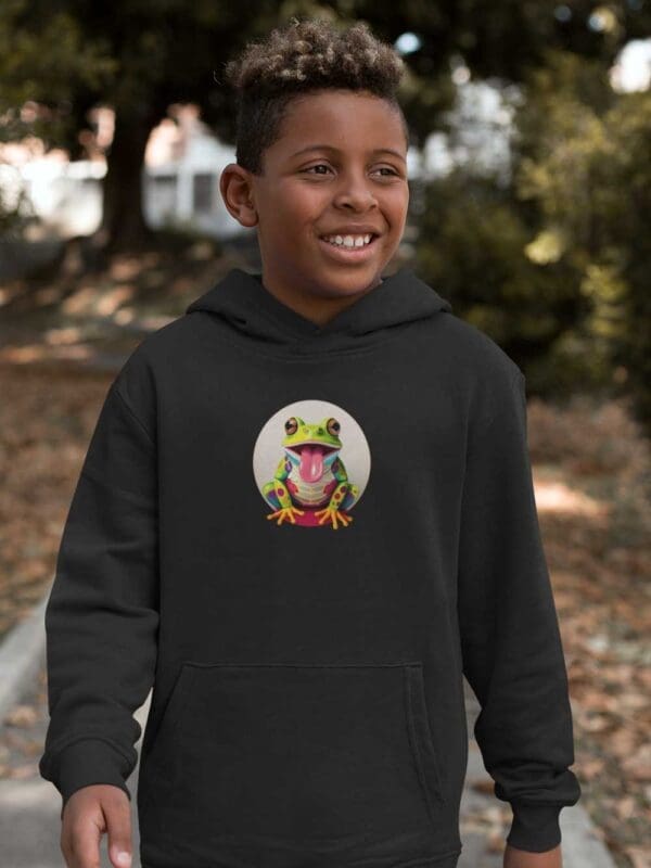 Colorful Frog Kids eco hoodie