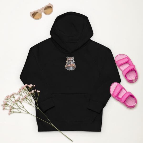 Raccoon with Pizza Kids eco hoodie - Image 2