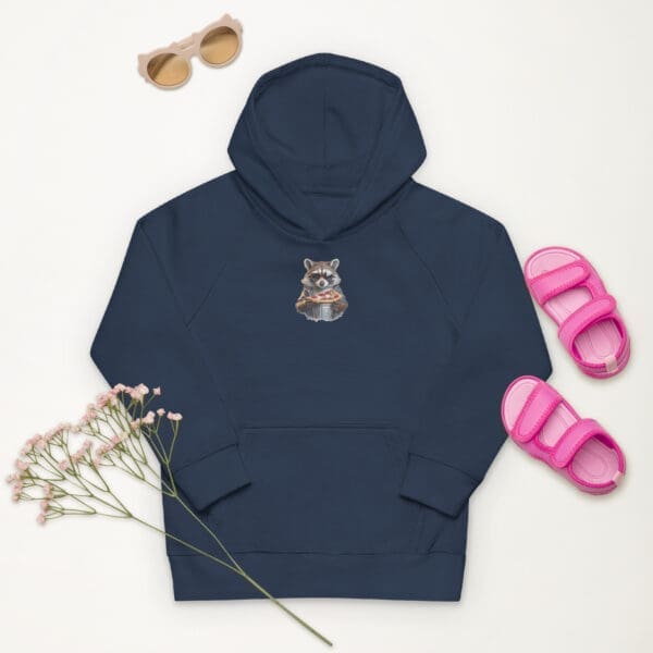 Raccoon with Pizza Kids eco hoodie - Image 4