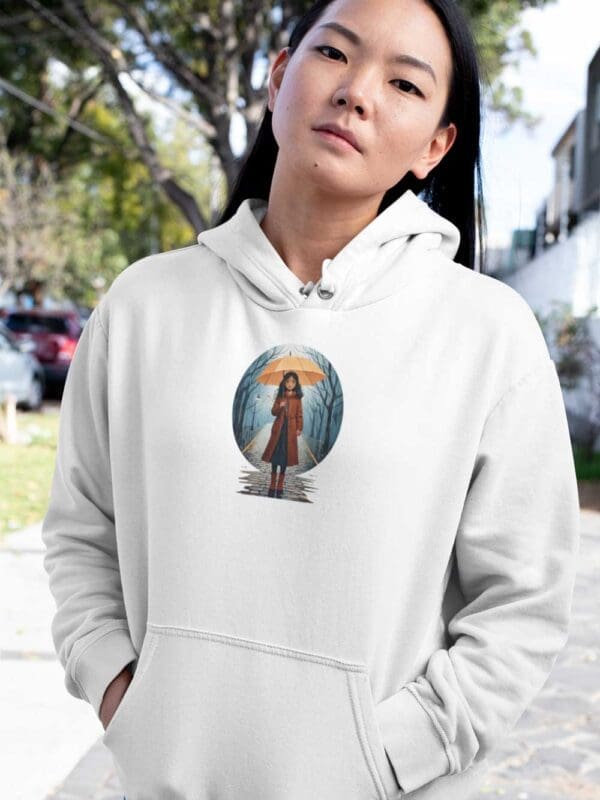 Girl in the Rain, Unisex essential eco hoodie