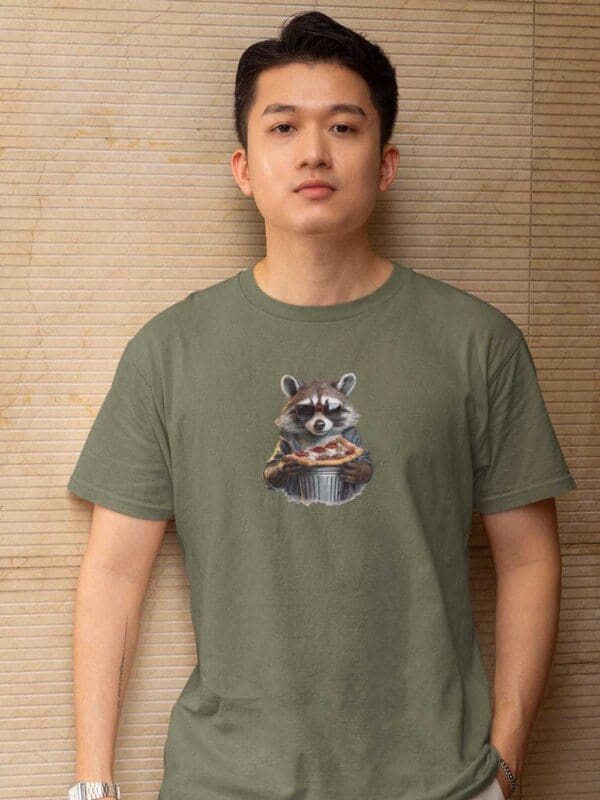Raccoon with Pizza Unisex organic cotton t-shirt