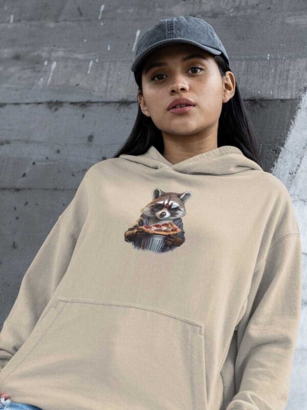 Raccoon with Pizza Unisex essential eco hoodie
