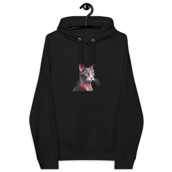 Abstract Cat Unisex eco raglan hoodie - Image 2