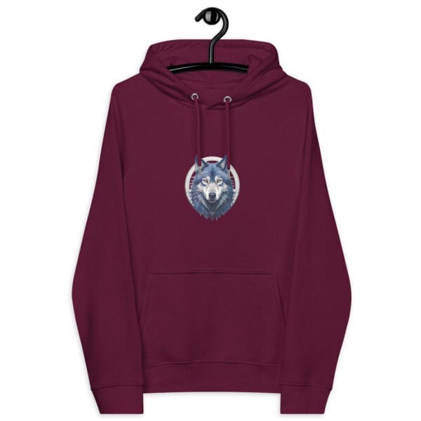 Siberian Wolf Unisex eco raglan hoodie - Image 3