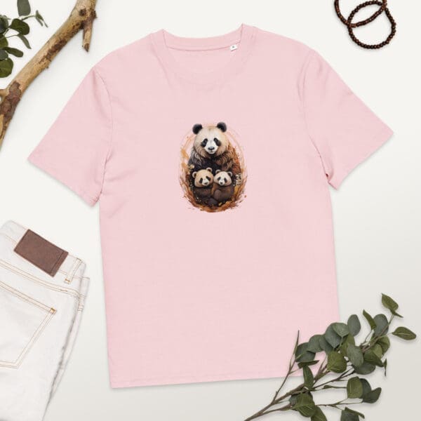 Panda Family Unisex organic cotton t-shirt - Image 4