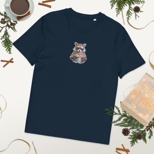 Raccoon with Pizza Unisex organic cotton t-shirt - Image 3