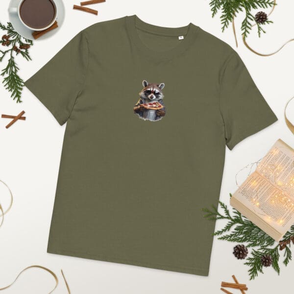 Raccoon with Pizza Unisex organic cotton t-shirt - Image 6