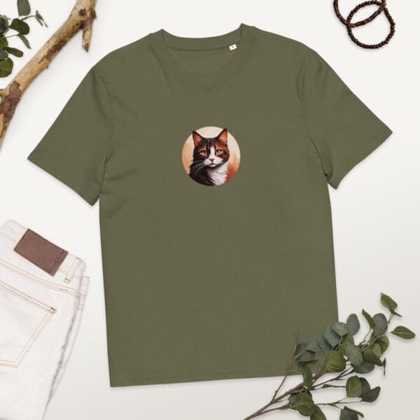 Brown Cat Unisex organic cotton t-shirt - Image 3