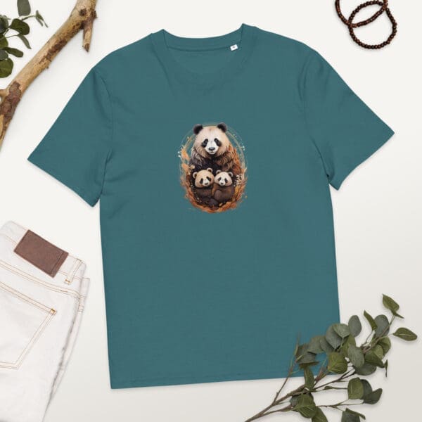 Panda Family Unisex organic cotton t-shirt - Image 3
