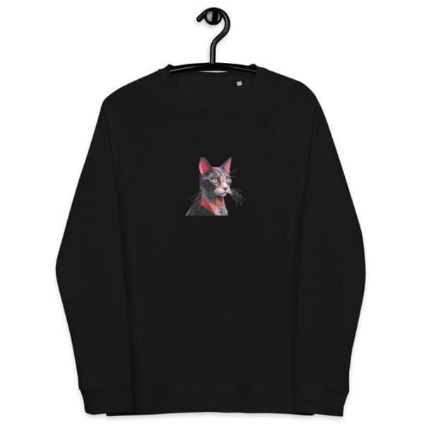 Abstract Cat Unisex organic raglan sweatshirt - Image 2