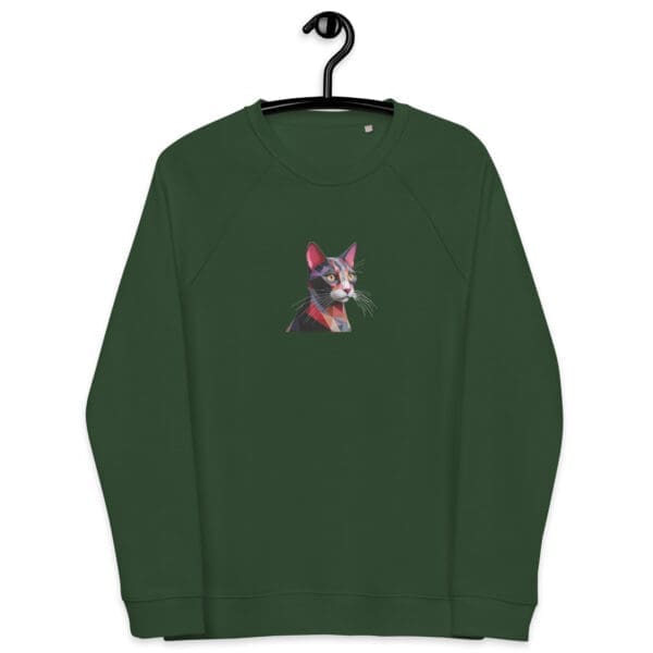 Abstract Cat Unisex organic raglan sweatshirt - Image 4