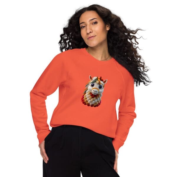 Cute Horse Sweatshirt, Unisex organic raglan sweatshirt - Image 4