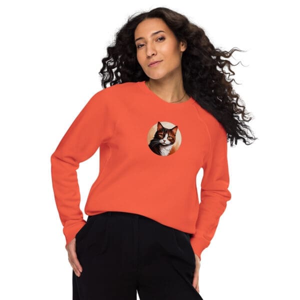 Brown Cat Unisex organic raglan sweatshirt - Image 4
