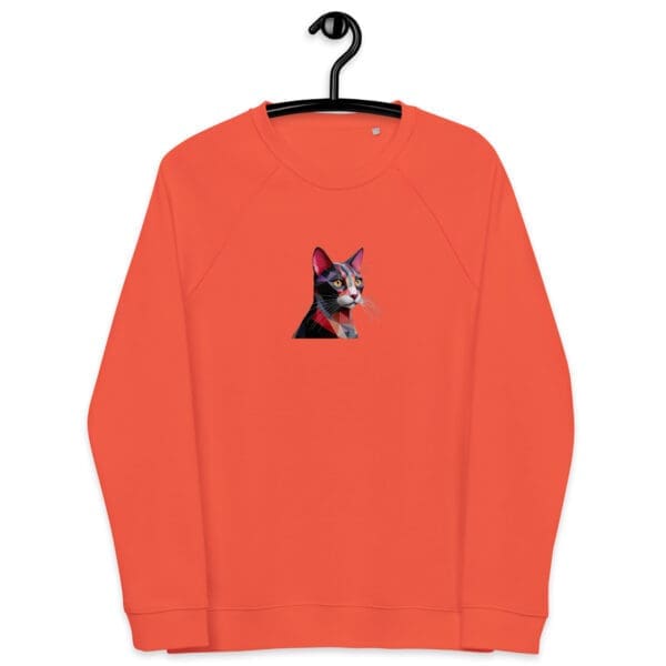Abstract Cat Unisex organic raglan sweatshirt - Image 5