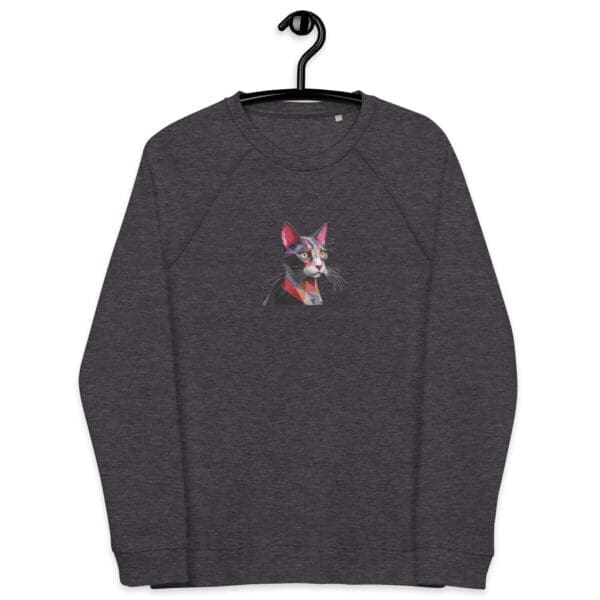Abstract Cat Unisex organic raglan sweatshirt - Image 3
