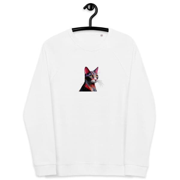 Abstract Cat Unisex organic raglan sweatshirt - Image 6
