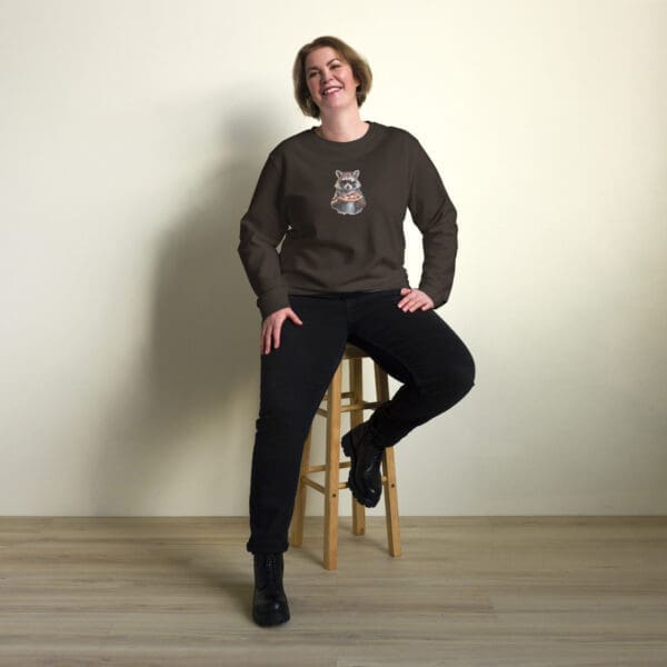 Raccoon with Pizza Unisex organic sweatshirt - Image 2