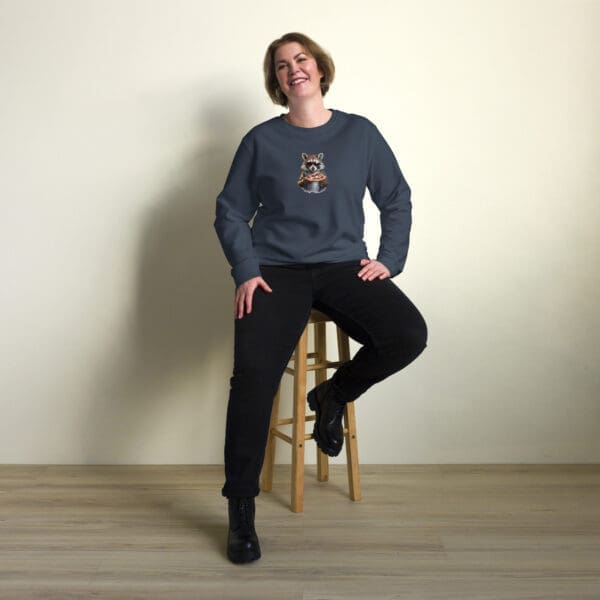Raccoon with Pizza Unisex organic sweatshirt - Image 3