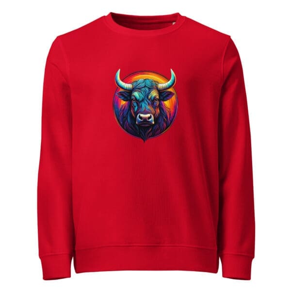 Colorful Bull Unisex organic sweatshirt - Image 3